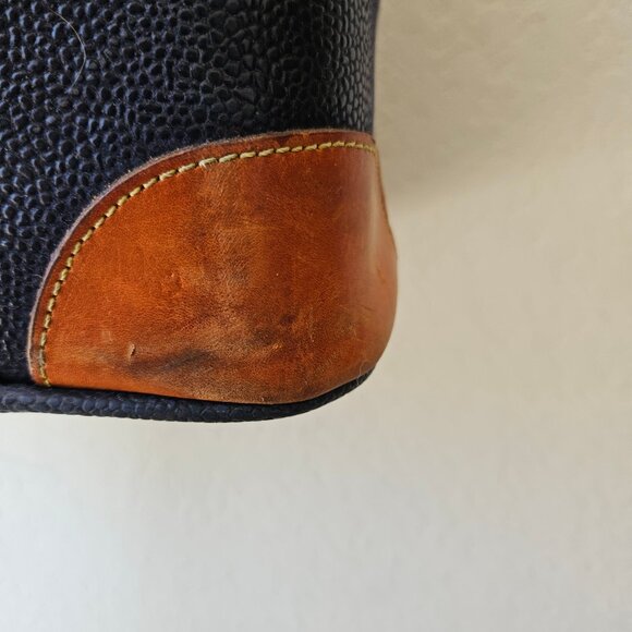 Bric's Luggage Genuine Leather Italy Pebbled Navy Blue Duffle Bag Hard Base 22" - Picture 9 of 14